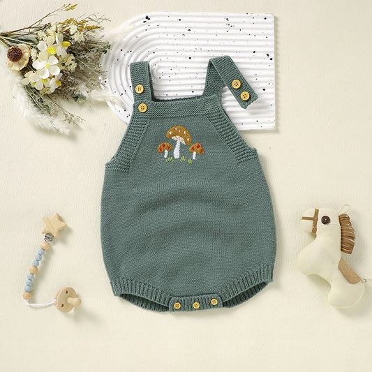 Cute Mushrooms Knitted Baby Romper/Overalls | Infant Toddler  0-18M