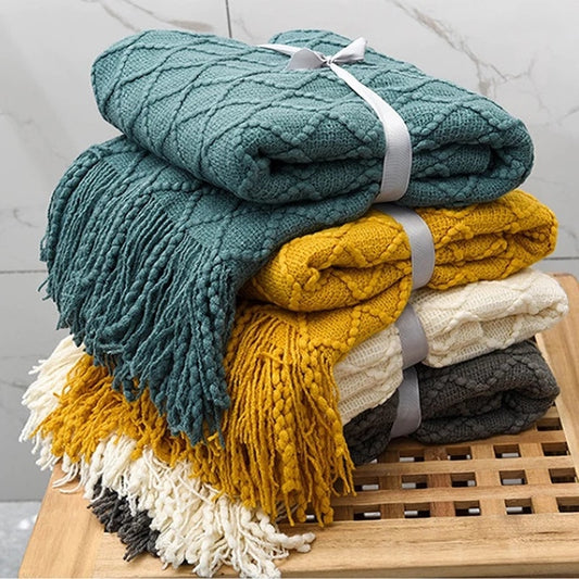 Nordic Plaid Knitted Throw Thread Blankets | Home décor