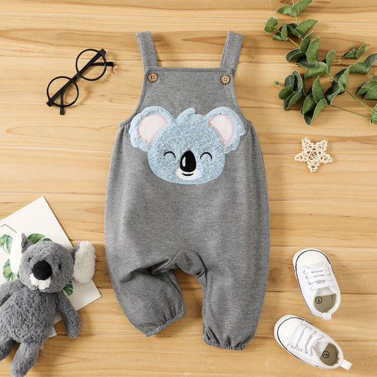 Koala Embroidered Grey Overalls